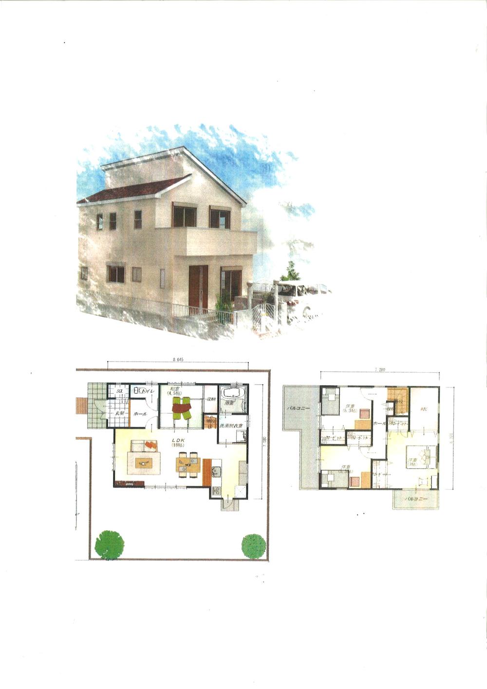 Building plan example (floor plan). Building area 101.43 sq m