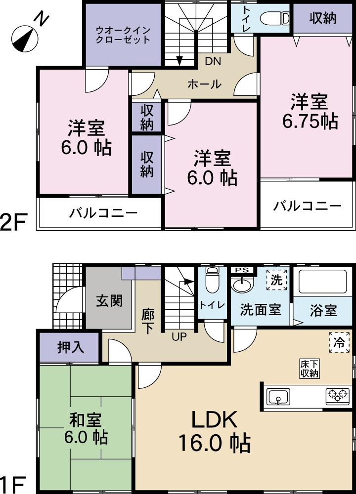 Floor plan. 24,980,000 yen, 4LDK, Land area 181.66 sq m , Building area 103.92 sq m Floor