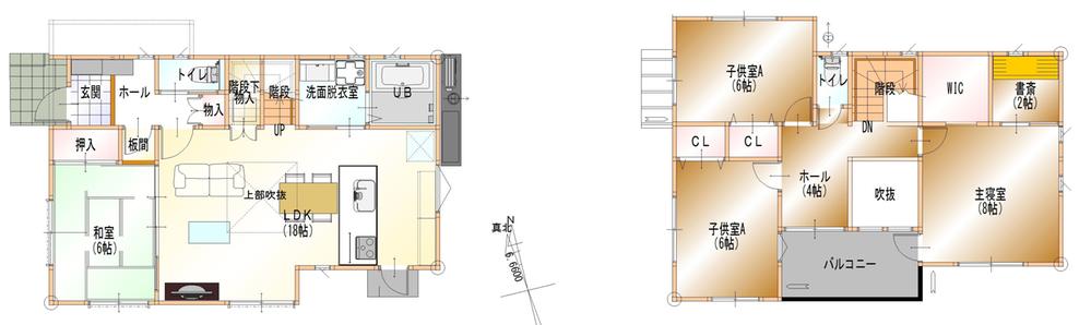 Floor plan. 29,800,000 yen, 4LDK, Land area 119.46 sq m , Floor plan of 4LDK of building area 113.44 sq m gross floor area of ​​about 34.3 square meters
