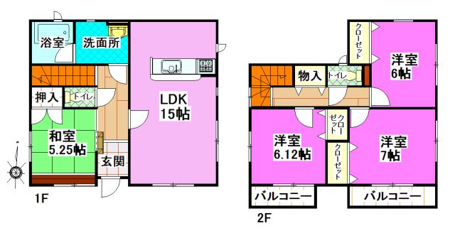 Floor plan. (1 Building), Price 24,900,000 yen, 4LDK, Land area 182.71 sq m , Building area 95.37 sq m