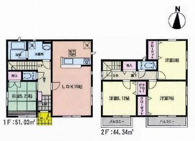Floor plan. 24,900,000 yen, 4LDK, Land area 182.87 sq m , Building area 95.37 sq m