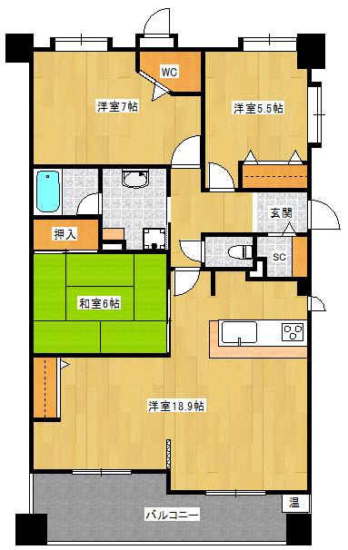 Floor plan. 3LDK, Price 17.8 million yen, Occupied area 84.26 sq m , Balcony area 12.6 sq m floor plan