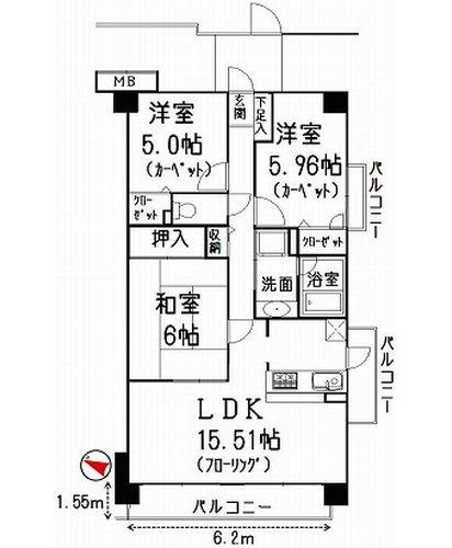 Floor plan. 3LDK, Price 10.9 million yen, Occupied area 70.68 sq m , Balcony area 11.82 sq m