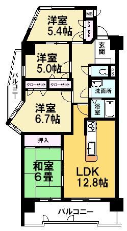 Floor plan. 4LDK, Price 11.8 million yen, Occupied area 79.62 sq m , Balcony area 13.81 sq m