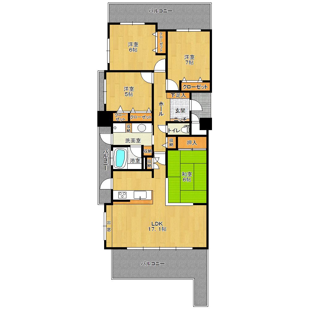 Floor plan. 4LDK, Price 19,800,000 yen, Footprint 91.5 sq m , Balcony area 28.88 sq m