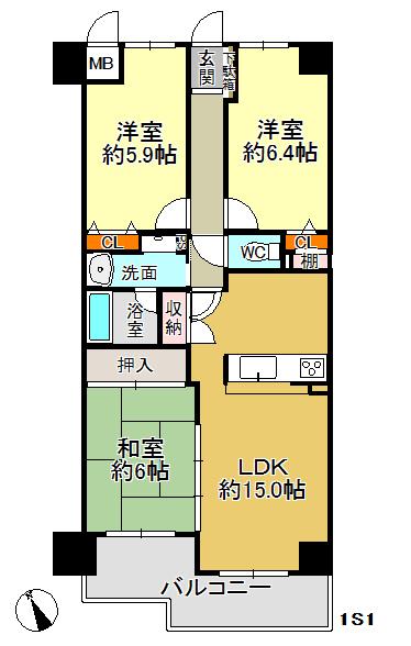 Floor plan. 3LDK, Price 13 million yen, Occupied area 74.02 sq m , Balcony area 9.57 sq m Heisei 24 December renovation completed.