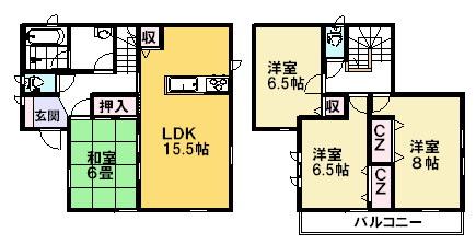 Floor plan. 25,800,000 yen, 4LDK, Land area 184.41 sq m , Building area 98.01 sq m