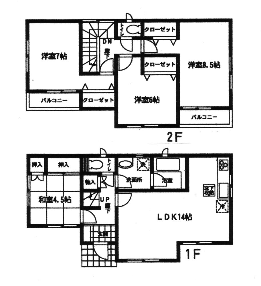 Floor plan. 22,800,000 yen, 4LDK, Land area 184.56 sq m , Building area 93.96 sq m