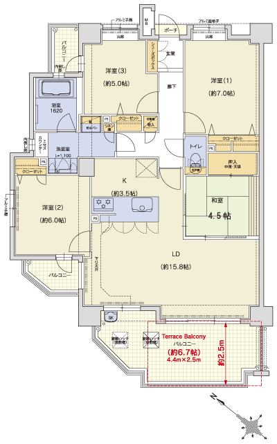 Floor: 4LDK + Mrs.C, occupied area: 91.91 sq m, Price: 28,900,000 yen ・ 30,400,000 yen