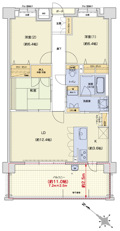 Floor: 3LDK + Mrs.C + SC, occupied area: 75.33 sq m, Price: 22,800,000 yen ~ 24.5 million yen