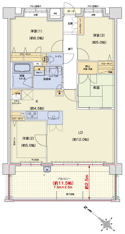 Floor: 4LDK + Mrs.C + SC, occupied area: 78.48 sq m, Price: 23,900,000 yen ~ 26 million yen