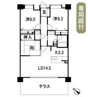 Floor: 3LDK + private garden, the area occupied: 75.33 sq m, price: 23 million yen