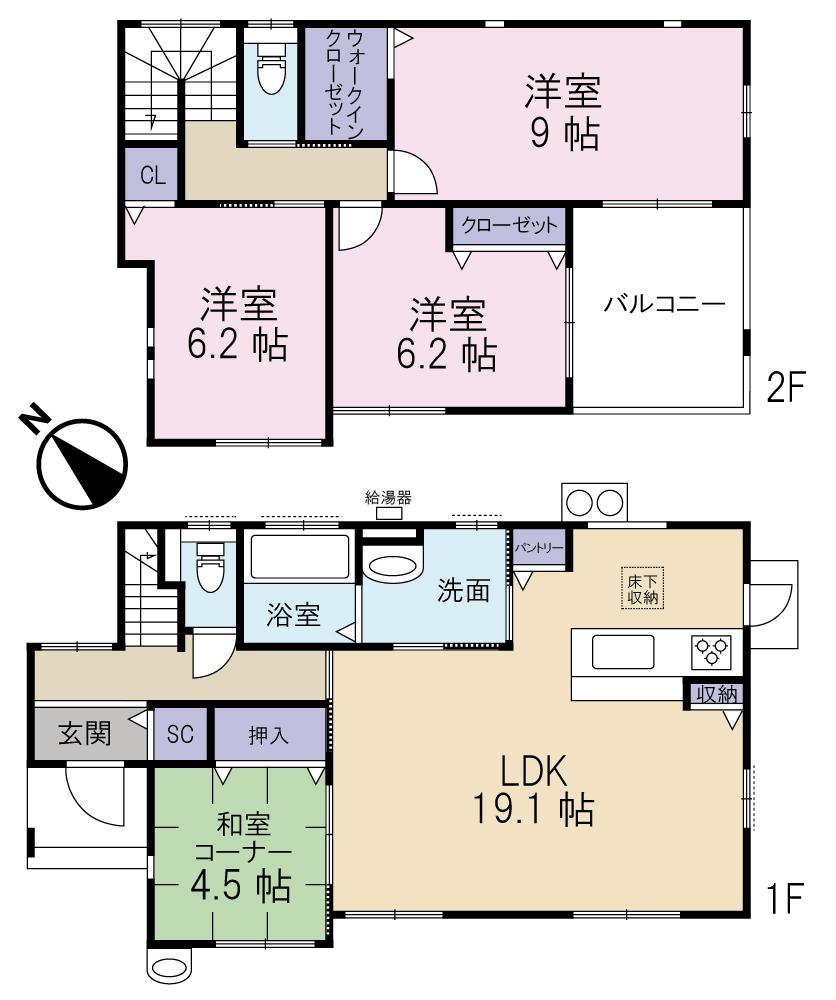 Floor plan. 28.8 million yen, 4LDK, Land area 166 sq m , Building area 107.22 sq m Floor