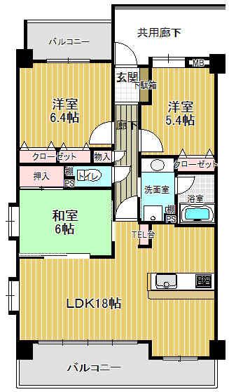 Floor plan. 3LDK, Price 16,900,000 yen, Occupied area 77.07 sq m , Balcony area 13.3 sq m