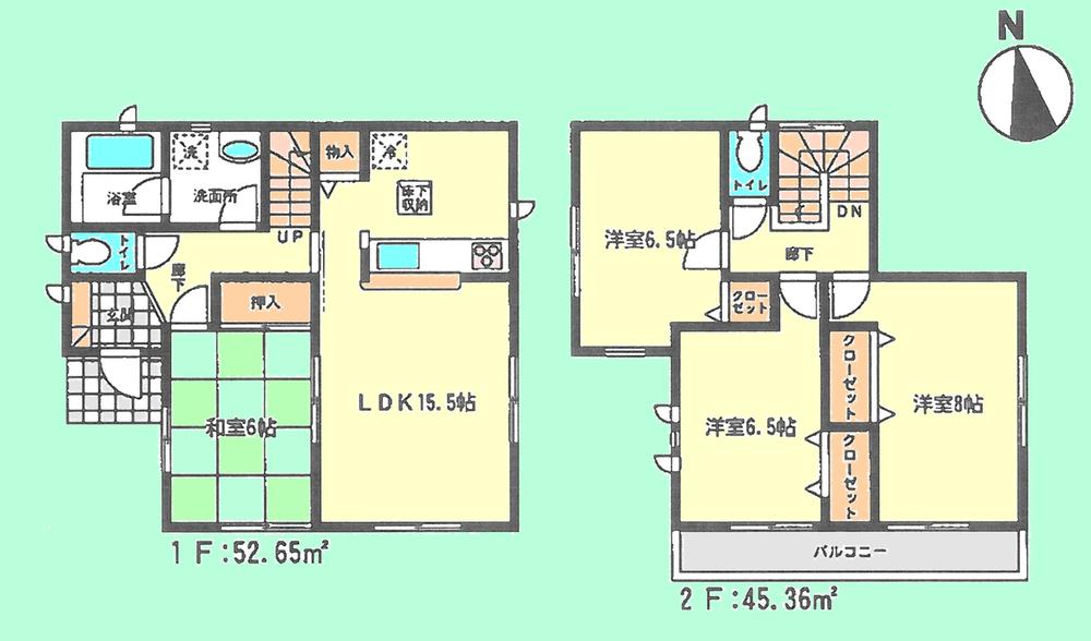 Floor plan. Price 24,800,000 yen, 4LDK, Land area 184.41 sq m , Building area 98.01 sq m