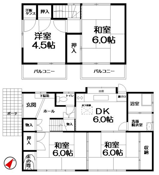 Floor plan. 19 million yen, 4DK, Land area 172.52 sq m , Building area 72.86 sq m