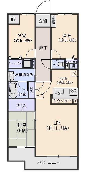 Floor plan. 3LDK, Price 13 million yen, Occupied area 74.02 sq m , Balcony area 9.57 sq m   ☆ Floor plan ☆