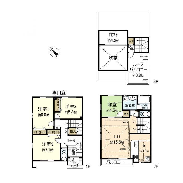 Floor plan. 4LDK, Price 25,200,000 yen, The area occupied 106.5 sq m , Balcony area 3.72 sq m