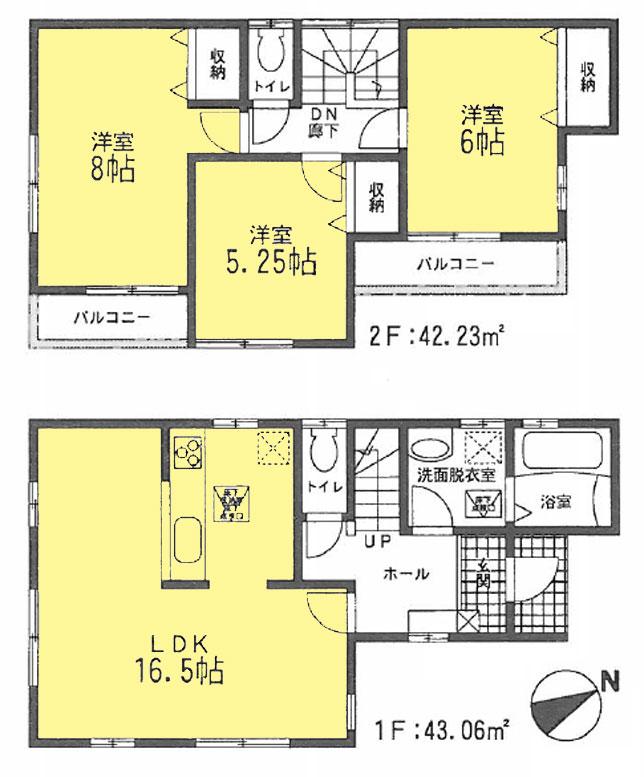Floor plan. 21,980,000 yen, 3LDK, Land area 116.04 sq m , Building area 85.29 sq m 3LDK