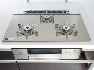 Kitchen.  [3-neck gas stove] Cleaning is easy (Silver ・ Same specifications)