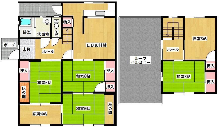 Floor plan. 9.5 million yen, 5LDK + S (storeroom), Land area 204.37 sq m , Building area 115 sq m
