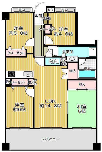 Floor plan. 4LDK, Price 13.8 million yen, Footprint 81.9 sq m , Balcony area 16.8 sq m rare 4LDK came out.