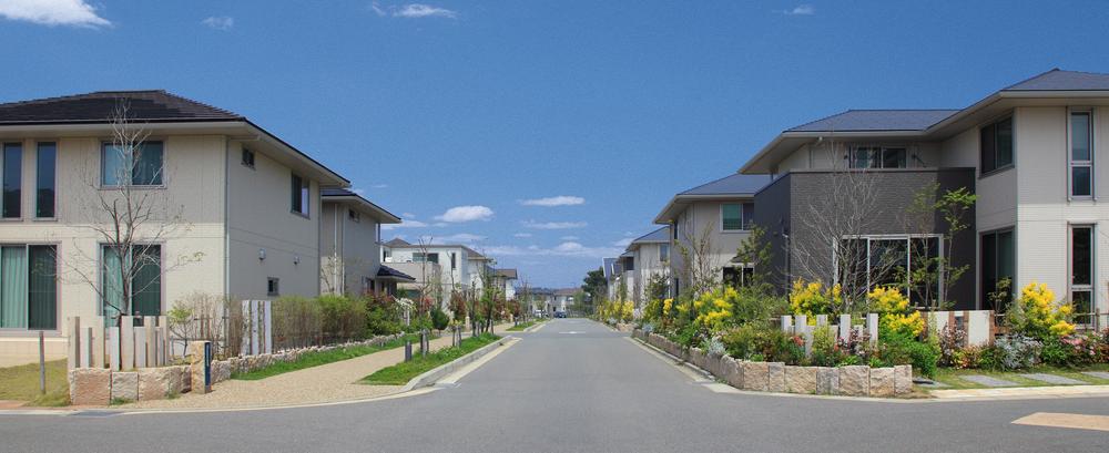 Local appearance photo. The parks and green belt strategically placed, Well-appointed living environment to become familiar with the green streets of <Wellith Park Shingu Morinomiya>. Other than the person or bicycle for safety in the city wards, Adopted not be able to pass through cul-de-sac.