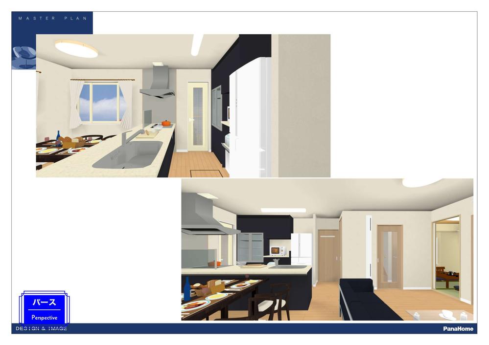 Rendering (introspection). Interior image (kitchen ・ living)