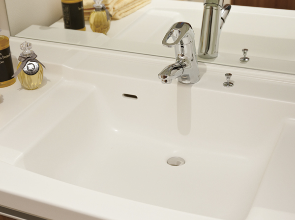 Bathing-wash room.  [Square counter] Clean easy to adopt a stylish seamless bowl heck counter. Holding a sharp impression, Soft Square shape tinged friendly rounded to human skin.