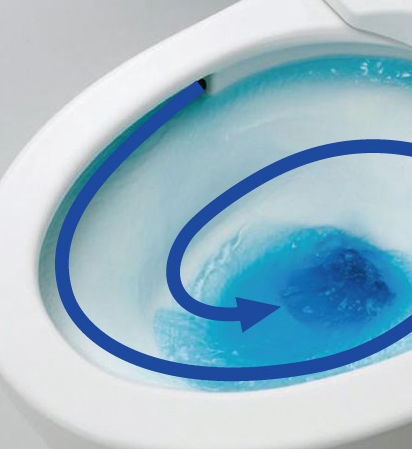 Toilet.  [Tornado cleaning] In the "tornado wash" as swirling from the previous, Round firm cleaning the inside of the toilet bowl. Wash efficiently even with a small water.
