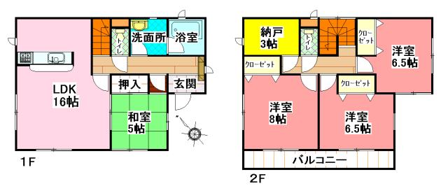 Floor plan. (1 Building), Price 22,800,000 yen, 4LDK+S, Land area 170.48 sq m , Building area 103.68 sq m