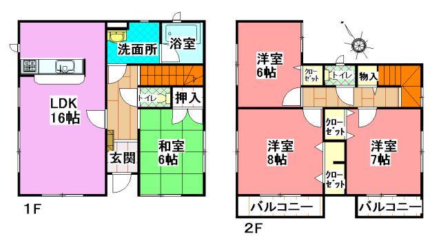 Floor plan. (Building 2), Price 24,800,000 yen, 4LDK, Land area 170.47 sq m , Building area 100.03 sq m