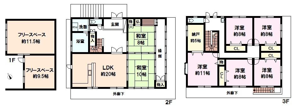 Floor plan. 21,800,000 yen, 7LDK + 3S (storeroom), Land area 283.15 sq m , Building area 283.15 sq m