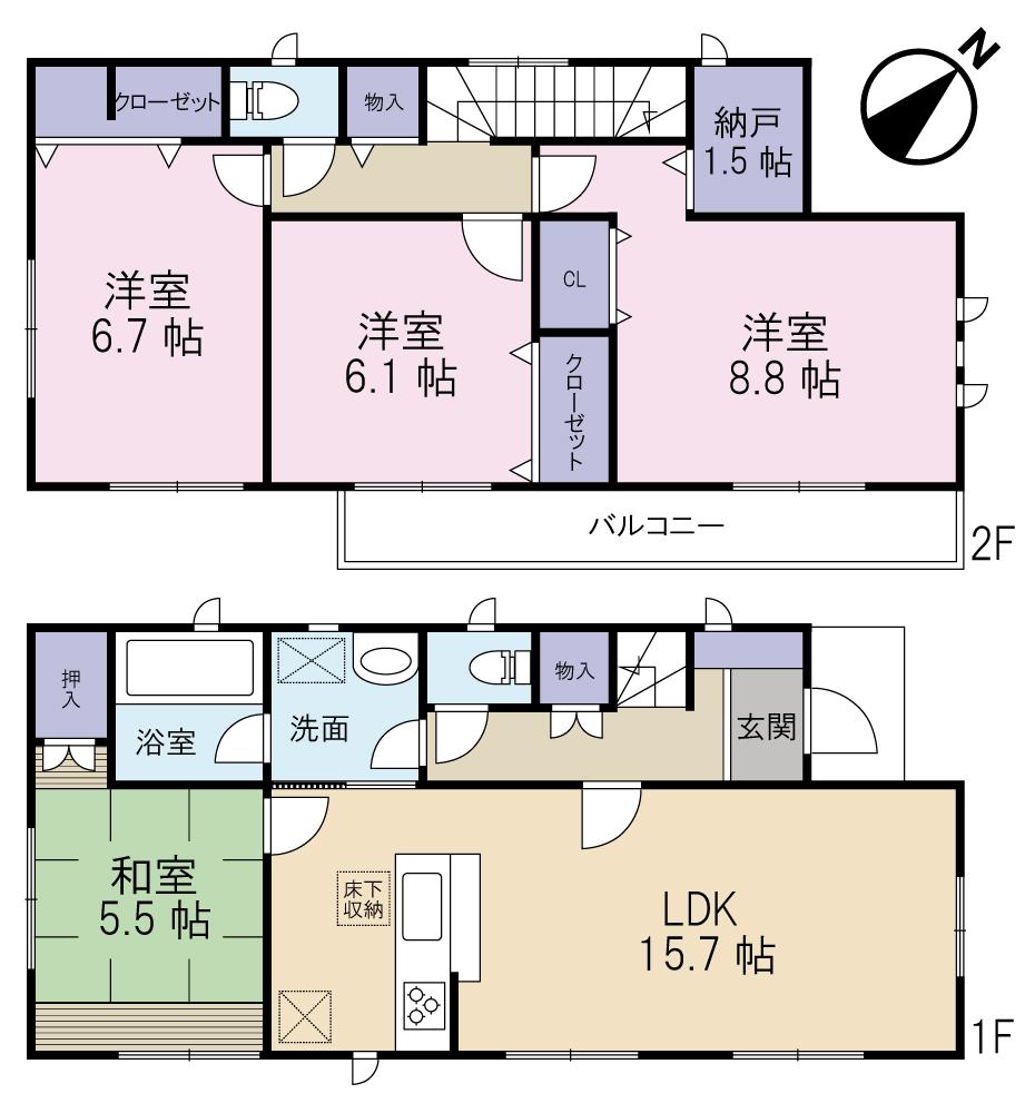 Floor plan. 23.8 million yen, 4LDK + S (storeroom), Land area 186.93 sq m , Building area 100.44 sq m floor plan