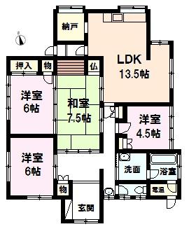 Floor plan. 14.8 million yen, 4LDK + S (storeroom), Land area 344.87 sq m , Building area 117.87 sq m