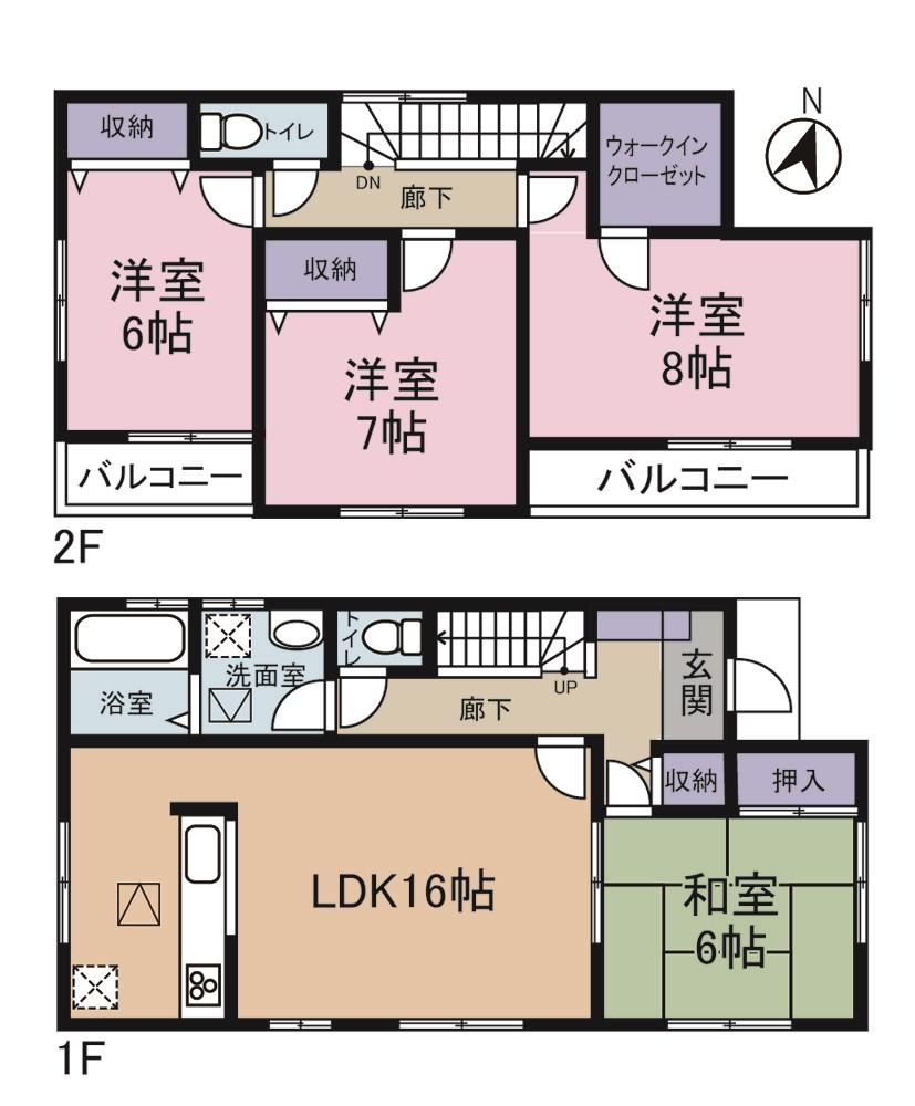Floor plan. 22,980,000 yen, 4LDK + S (storeroom), Land area 197.41 sq m , Building area 105.99 sq m Floor