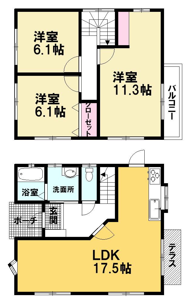 Floor plan. 9.7 million yen, 3LDK, Land area 200.09 sq m , Building area 90.25 sq m