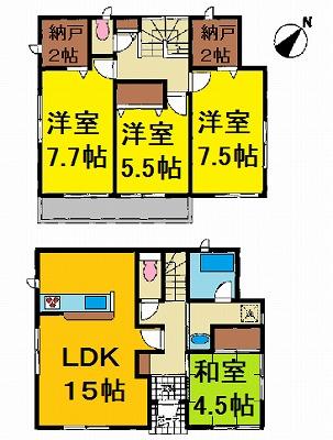 Floor plan. 23.8 million yen, 4LDK + S (storeroom), Land area 183.29 sq m , Building area 97.6 sq m