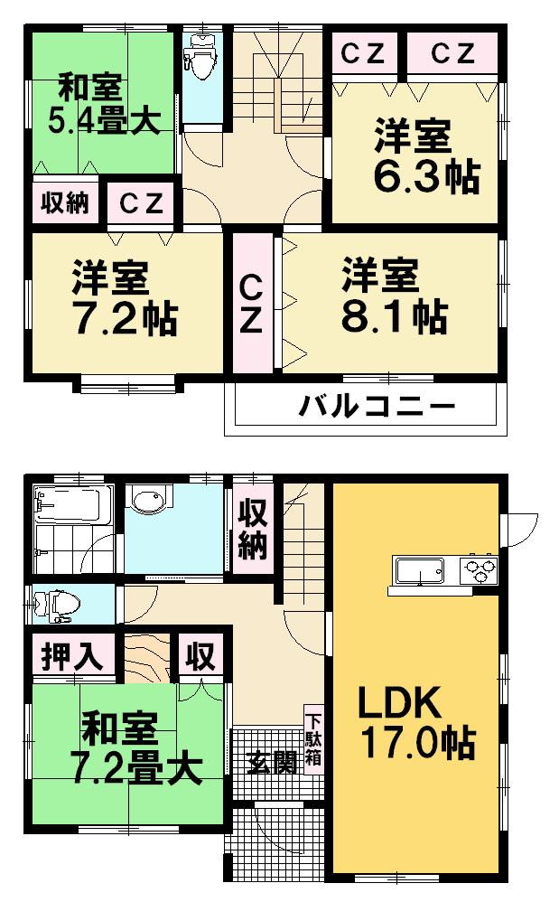 Floor plan. 18,800,000 yen, 5LDK, Land area 243.26 sq m , Building area 135.5 sq m