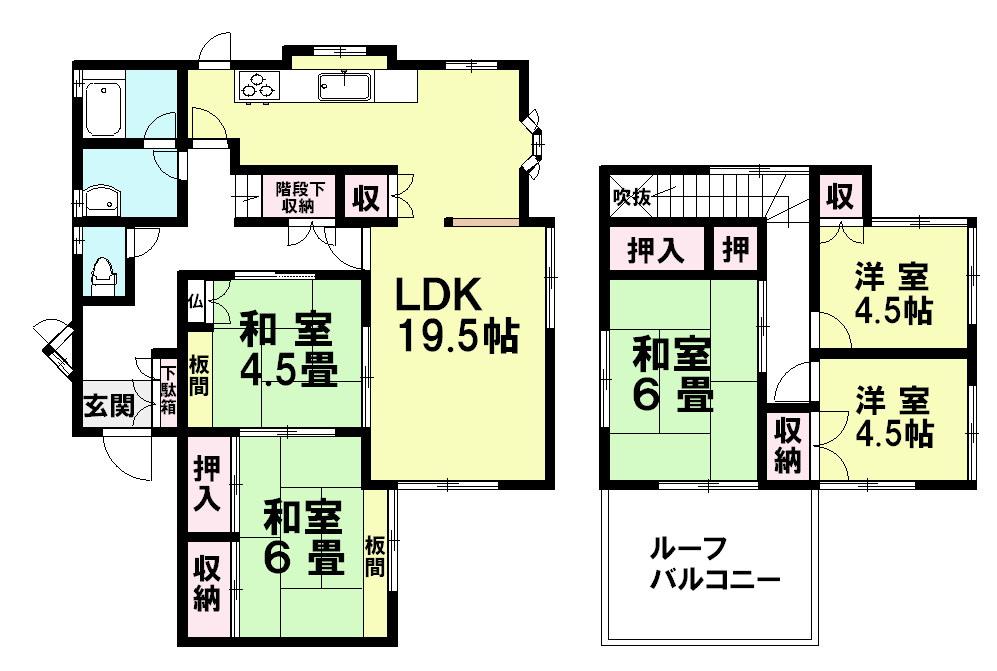 Floor plan. 13,900,000 yen, 5LDK, Land area 206.06 sq m , Building area 121.48 sq m