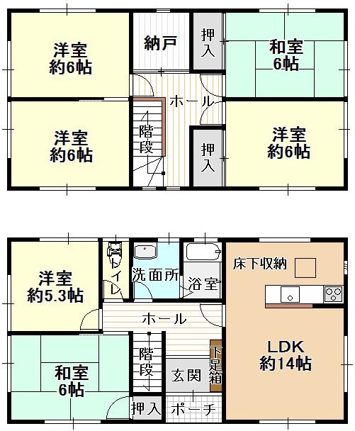 Floor plan. 9.8 million yen, 6LDK + S (storeroom), Land area 127.55 sq m , Building area 130 sq m