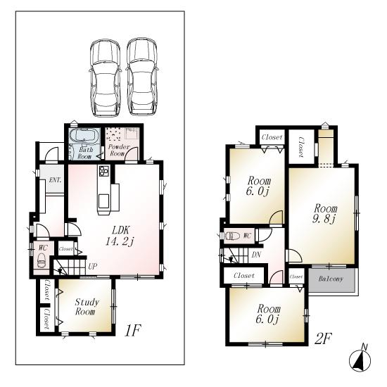 Floor plan. (No. 4 locations), Price 27,800,000 yen, 4LDK, Land area 138.43 sq m , Building area 98.23 sq m