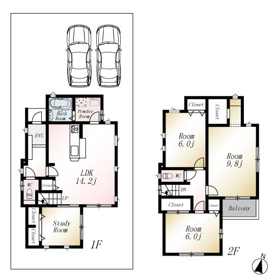 Floor plan. (No. 5 locations), Price 27,800,000 yen, 4LDK, Land area 138.35 sq m , Building area 98.23 sq m