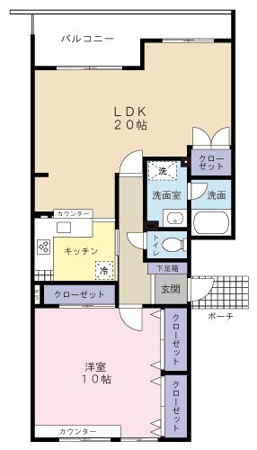 Floor plan. 1LDK, Price 8.3 million yen, Footprint 68.3 sq m , Balcony area 9.09 sq m
