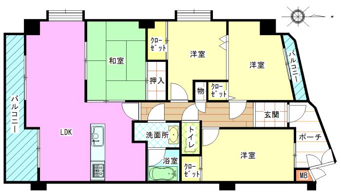 Floor plan. 4LDK, Price 11 million yen, Occupied area 85.28 sq m