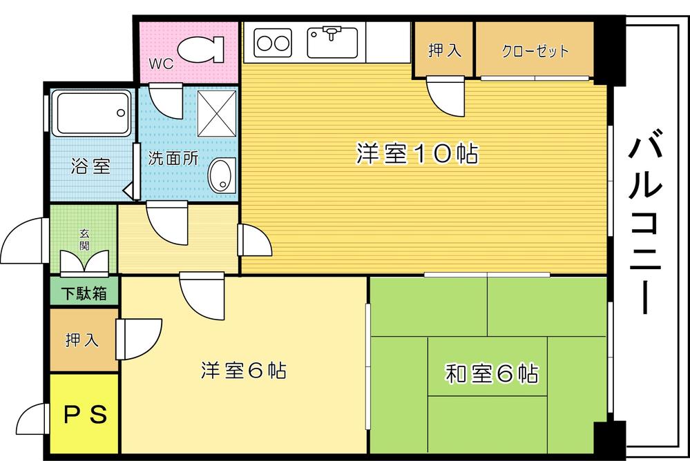 Floor plan. 2LDK, Price 6.3 million yen, Footprint 48.6 sq m