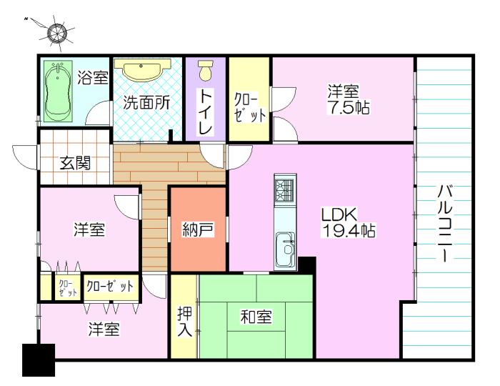 Floor plan. 4LDK + S (storeroom), Price 23.6 million yen, Footprint 103.34 sq m , Balcony area 15.73 sq m