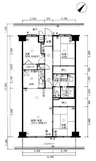 Floor plan. 3LDK, Price 7 million yen, Footprint 75.6 sq m