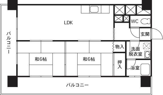 Floor plan. 2LDK, Price 4.5 million yen, Occupied area 48.09 sq m