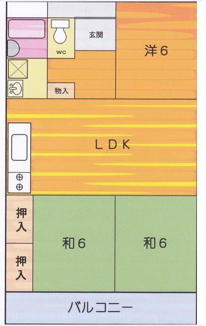 Floor plan. 3LDK, Price 8.8 million yen, Occupied area 65.62 sq m , Balcony area 8 sq m